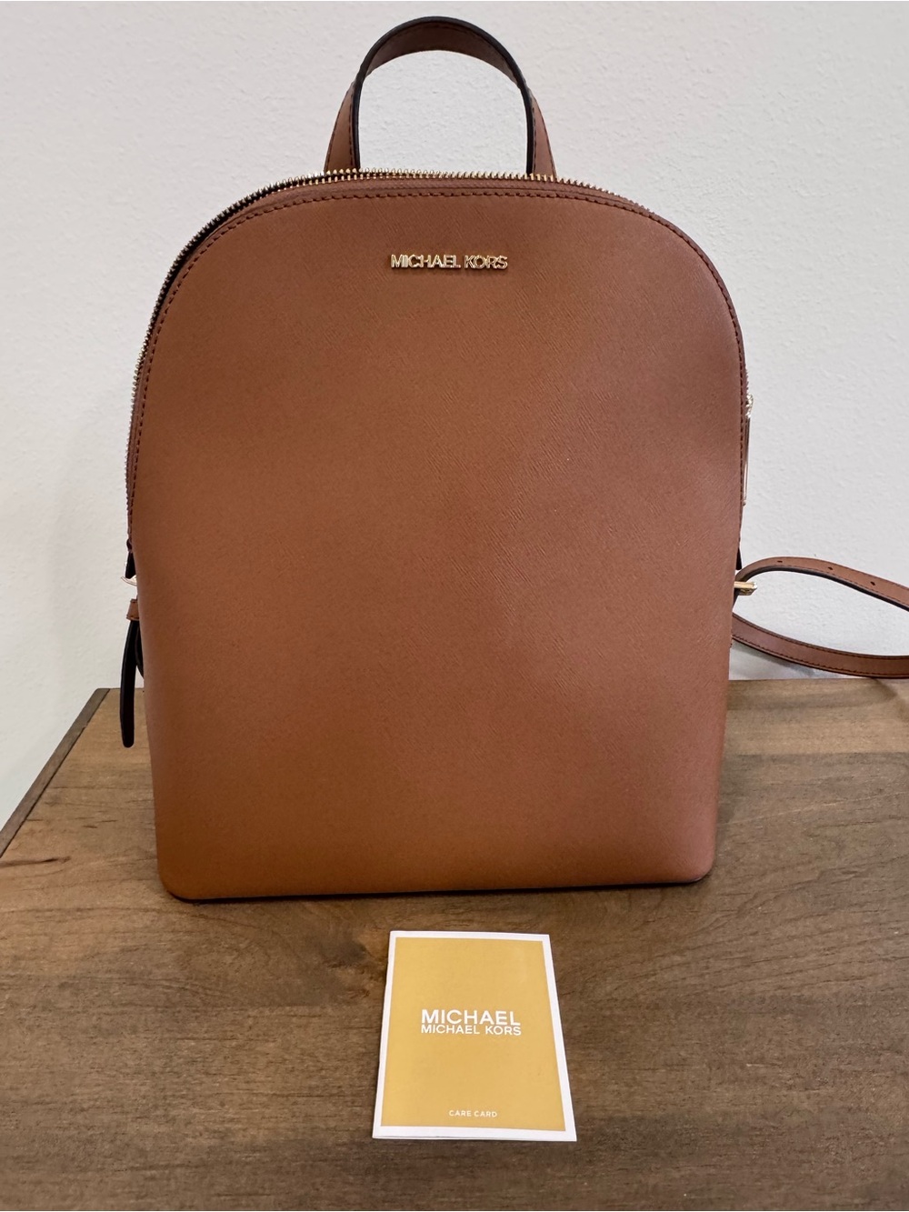 Michael Kors Tan Leather Backpack with Gold Hardware